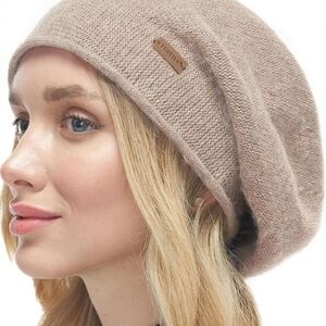 NWOT Furtalk Women's Tan Knit Beret